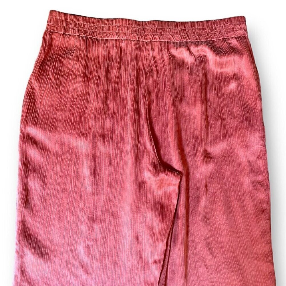 Soft Surroundings Womens Lumi Pant XL Marsala Rose Pink Pull On Textured Satin - Picture 6 of 8
